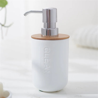 Bathroom Accessories Set Designer Soap Lotion Dispenser Toothbrush Holder Soap Dish Tumbler or wood Bottle Cup Black/White/gray