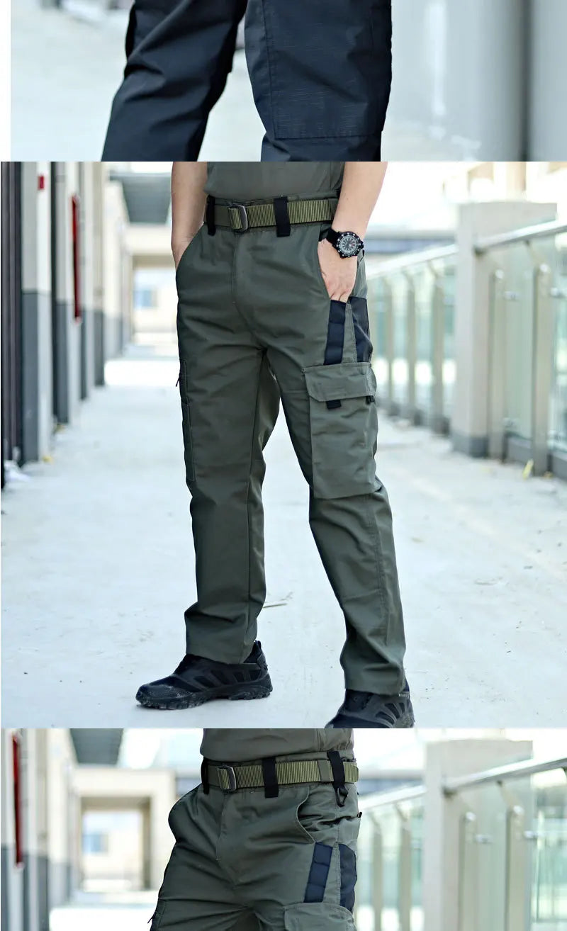 Pantalones de trabajo tácticos para hombre, pantalones cargo para exteriores, multibolsillos, impermeables, para otoño y primavera, ropa de trabajo al aire libre, pantalones de senderismo