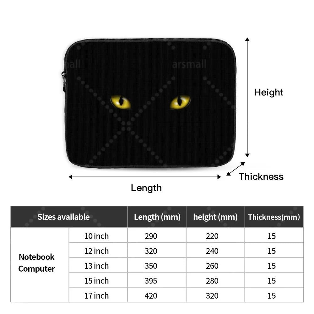 Black Cat Laptop Bag Tablet Notebook Case For Hp Dell Lenovo Computer For Macbook Air Pro Retina 10-17 Sleeve