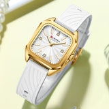 Relógio feminino quadrado minimalista pulseira pulseira de silicone casual