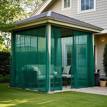 Outdoor Sheer Curtains for Patio Mosquito Netting Rod Pocket Garden Mesh Voile Drapes Mosquito Curtains for Porch Pergola