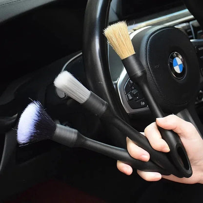 Juego de 3 cepillos para detalles interiores de automóviles, de lana sintética suave, para limpiar el panel de instrumentos y la salida del aire acondicionado.