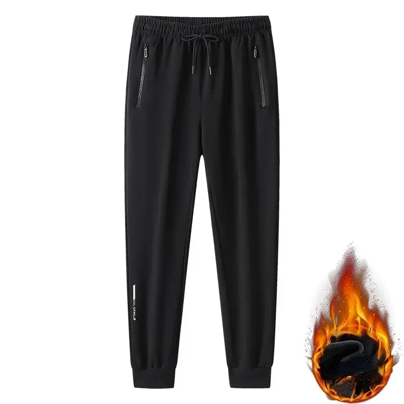Pantalones deportivos de invierno para hombre, cálidos, con forro polar cepillado, talla grande, más gruesos, 2024 