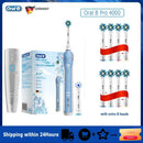 Oral B Electric Toothbrush Pro 4000 3D Action Daily Clean Teeth Visible Pressure Sensor 4 Modes Gum Cares Waterproof Rechargeabl