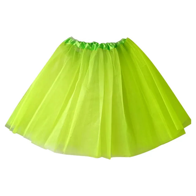 3 Layers Mesh Tulle Skirts for Women, Candy Color, Pleated, A Line Petticoat, Show Tutu, Performance 