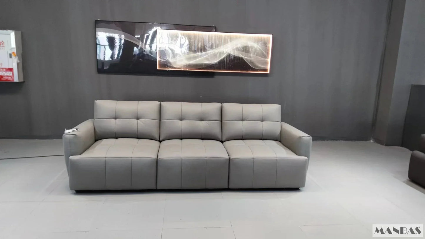 MINGDIBAO Electric Convertible Sofa Bed Italian Genuine Leather Sleeper Couch Multifunction Folding Sofas Beds for Cinema Room