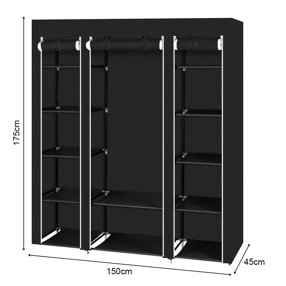 Portable Wardrobe Clothes Organizer Non-Woven Fabric Wardrobe Storage Cupboard for Bedroom 150 * 45 *175cm Storage Shelves