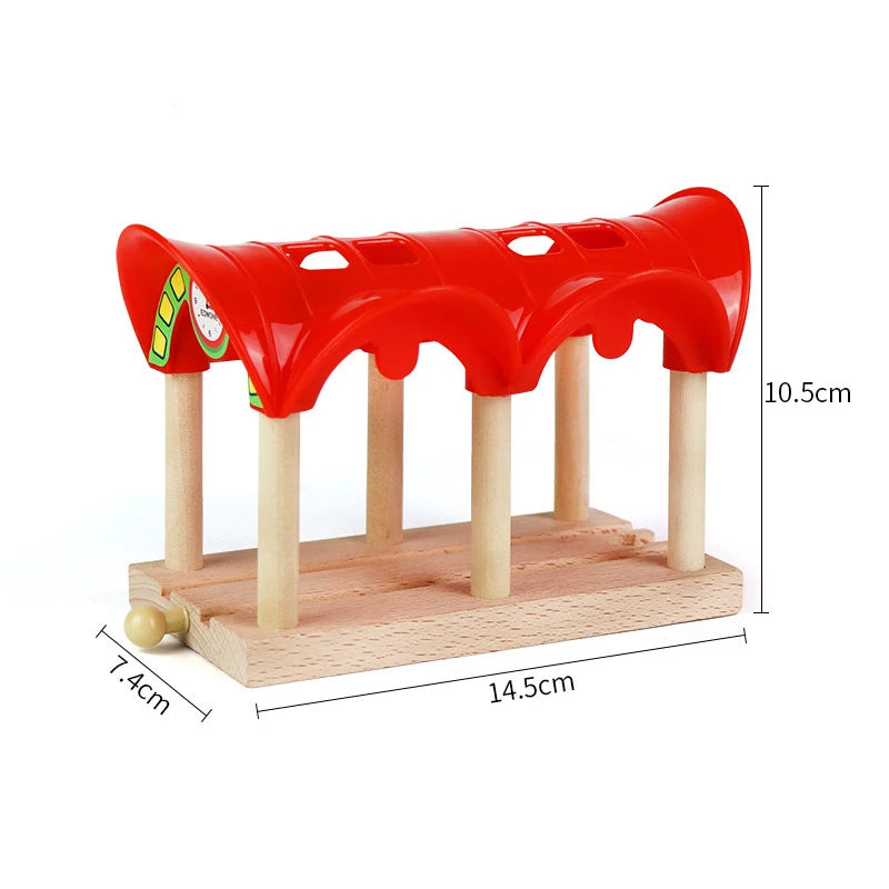 Wooden Train Track Toys Railway Rails Accessories Fit Thomas Train Road Connector Bridge Wood Railway Children Boy Christmas Gift