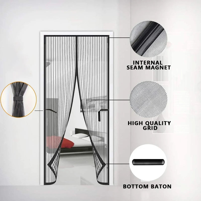 Magnetic soft gauze door curtain, no need to wear magnetic strips, summer mosquito proof door curtain, encrypted embroidery scre