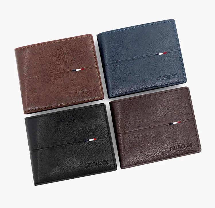 Slim Men Wallets New Short Zipper Card Holder Photo Holder Male Purse Simple Coin Pocket High Quality PU Leather Men's Wallet