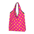 Custom Recycling Classic Black And White Polka Dot Shopping Bag Women Tote Bag Portable Grocery Shopper Bags