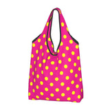 Custom Recycling Classic Black And White Polka Dot Shopping Bag Women Tote Bag Portable Grocery Shopper Bags