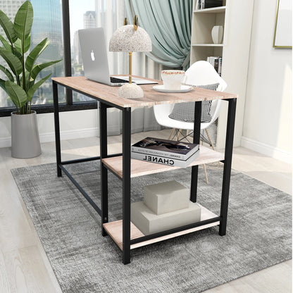 EU PC Office Table with Bookshelf Computer Desk Workstation Study Writing Desk Home Corner Gaming Table Office Furniture