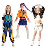 Girls' special occasion costumes Demon Hunter Rumi Girls Hip Hop Set Halloween Role Playing Dress Up Carnival Costume + Necklace