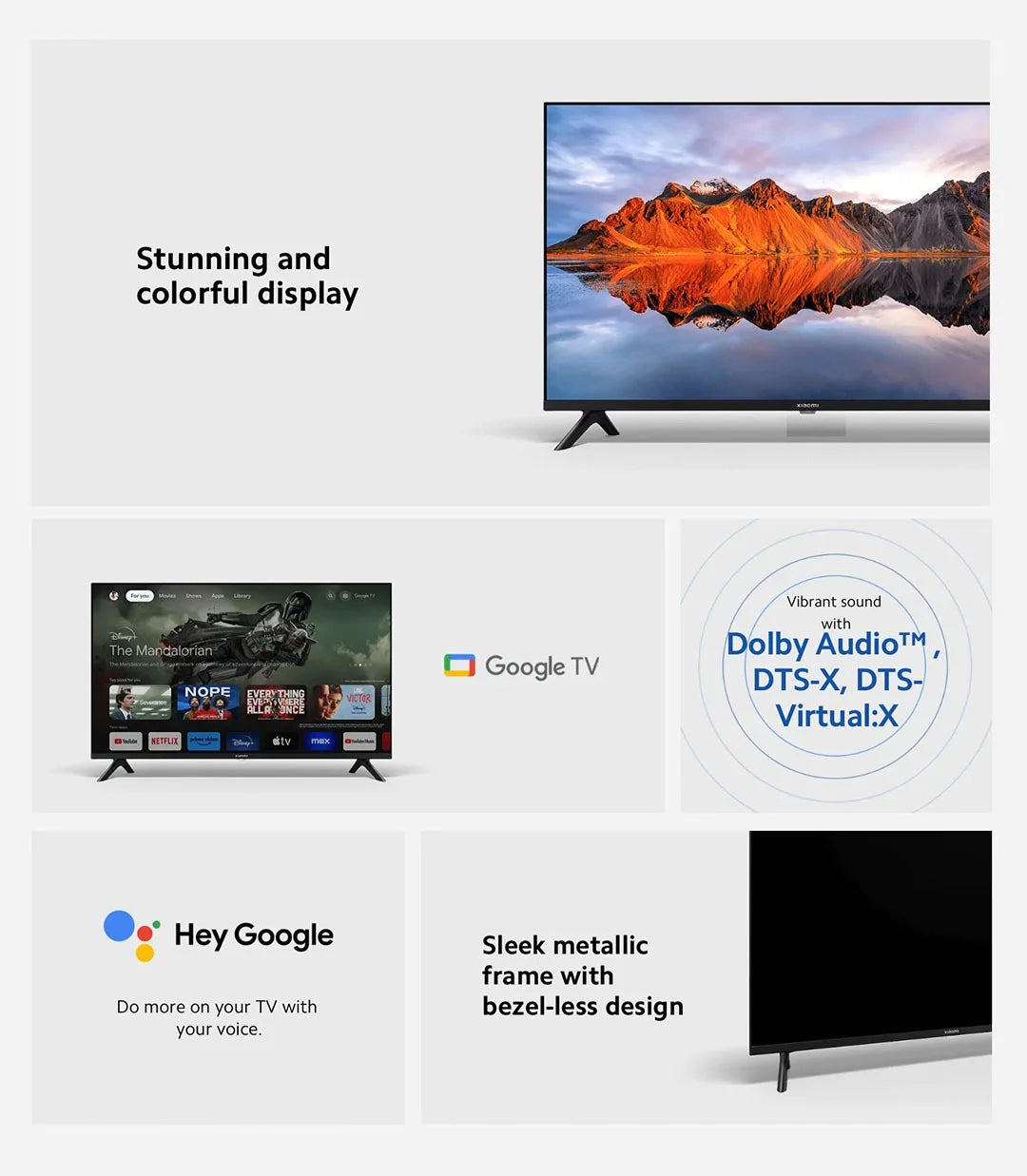 Xiaomi TV A 32, Compact Size With Colorful Screen, Dynamic Sound With Dolby Audio™, DTS-X And DTS Virtual:X, Top-end Metal Fini
