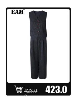 EAM - Minifalda negra con cinturón y pedrería irregular, cintura alta, para mujer, tendencia de moda, primavera otoño 2025, JY75801