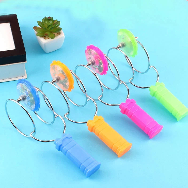 Giroscopio magnético mágico con luz LED, juguete creativo con manivela, luminoso, colorido, con mango giratorio, clásico para niños
