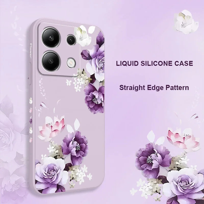 Beautiful Peony Phone Case For Xiaomi Redmi Note 14 13 12 12S 11 11S 10 10S 9 9S Pro Plus 4G 5G Liquid Silicone Cover