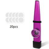 Diafragma de metal Kazoo com estojo de silicone, bom companheiro para cavaquinho, violino, guitarra, piano, 7 cores, 20 peças