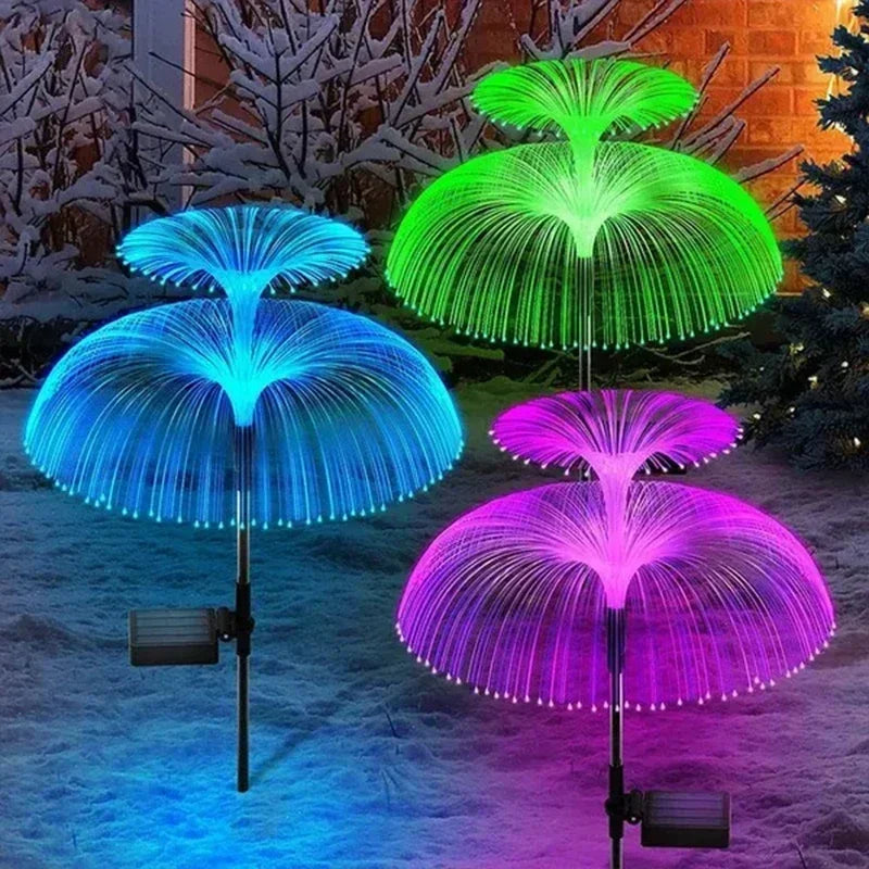 Solar Garden Lights Outdoor Waterproof Fiber Optic Jellyfish Lawn Lights Outdoor Patio Villa Yard Decor