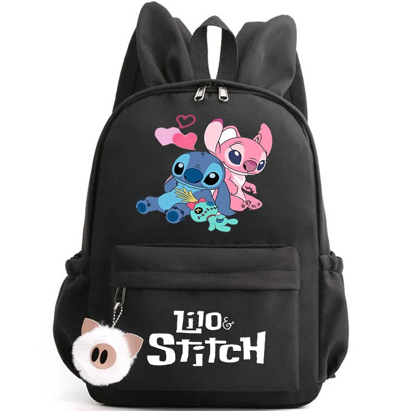 Mochila Disney Lilo Stitch para niñas, niños y adolescentes, informal, escolar, de viaje, con orejas de conejo