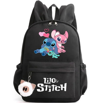 Mochila Disney Lilo Stitch para niñas, niños y adolescentes, informal, escolar, de viaje, con orejas de conejo