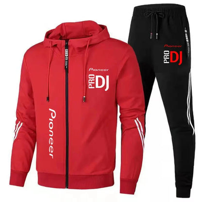 Spring and Autumn Pioneer Pro DJ Fashion Zipper Hooded Sweater Casual Sports Wear Men's Formal Pants Set