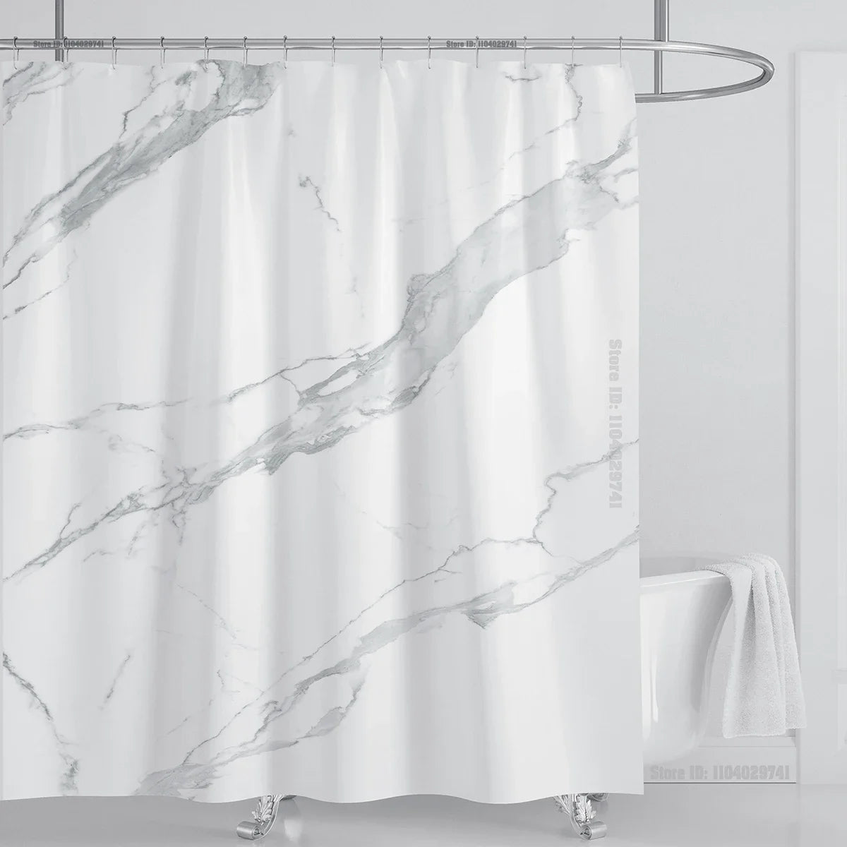 Marble Waterproof Shower Curtain Waterproof Shower Curtain for Bathroom Decor Printed Washable Shower Curtain with Hooks