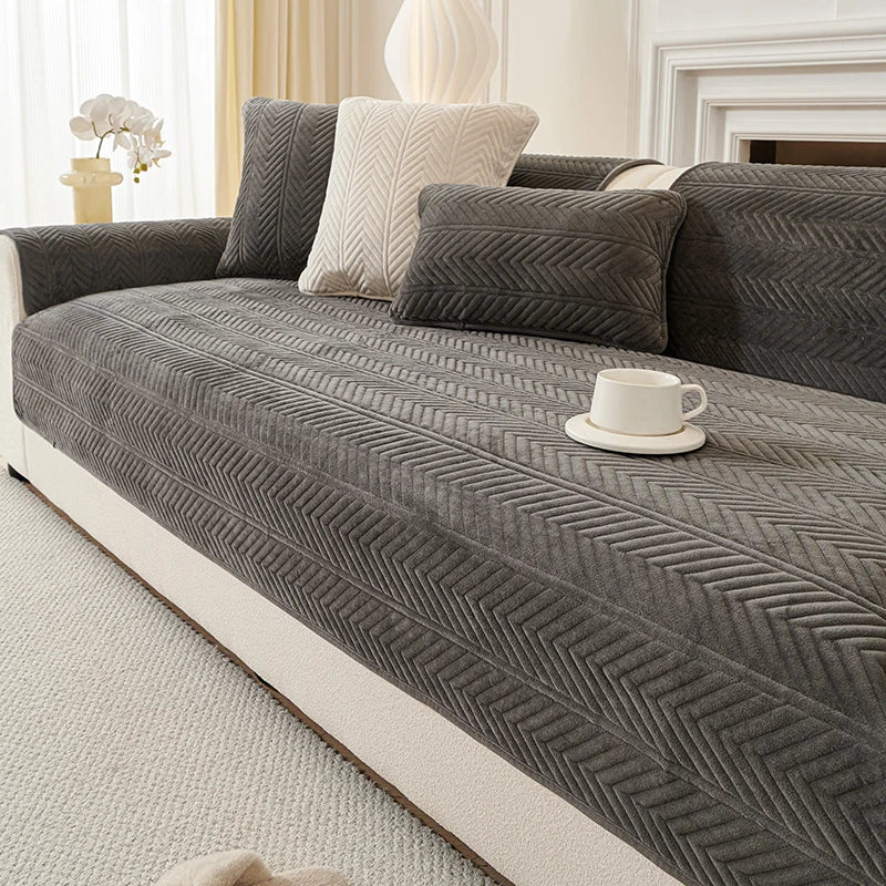 1PC Velvet Thicken Sofa Seat Cover Nordic Universal Sofa Cushion Slipcover Anti-slip L Corner Couch Towel Mat for Living Room