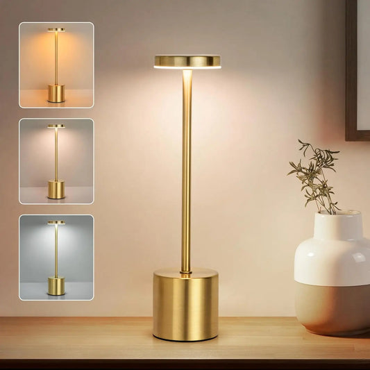Simple LED Rechargeable Touch Metal Table Lamp, Three-Color Bedside Creative Ambient Light Bar, Outdoor Decoration Night Light Si