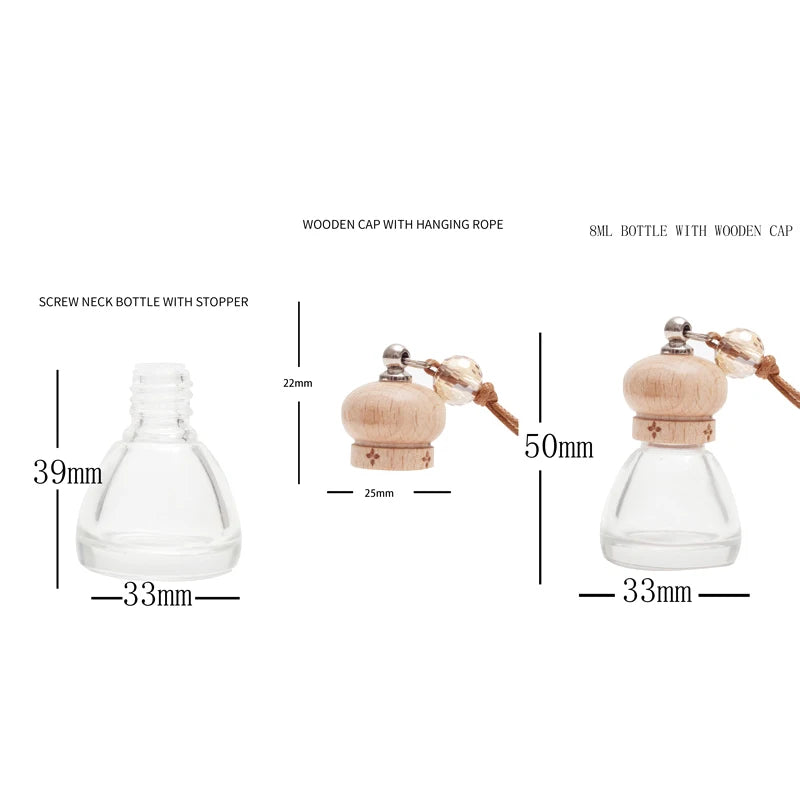 1Pc 8ML Conical Flask Empty Bottle Car Pendant Car Essential Oil Diffuser Fragrance Air Freshener Scent Perfume Bottle Ornament