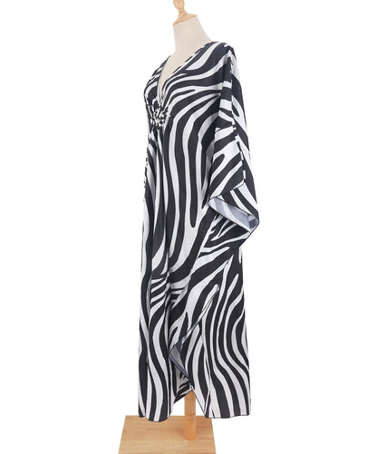 Vestidos caftán de talla grande para mujer, vestido caftán con cuello ondulado, vestido playero largo extragrande. 