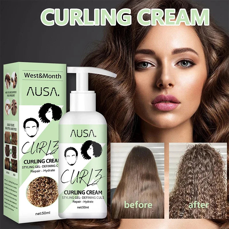 Crema para rizar el cabello de 50 ml, previene la rotura, antifrizz, elasticidad, loción potenciadora, moldeadora, suave, hidratante, cuidado del cabello