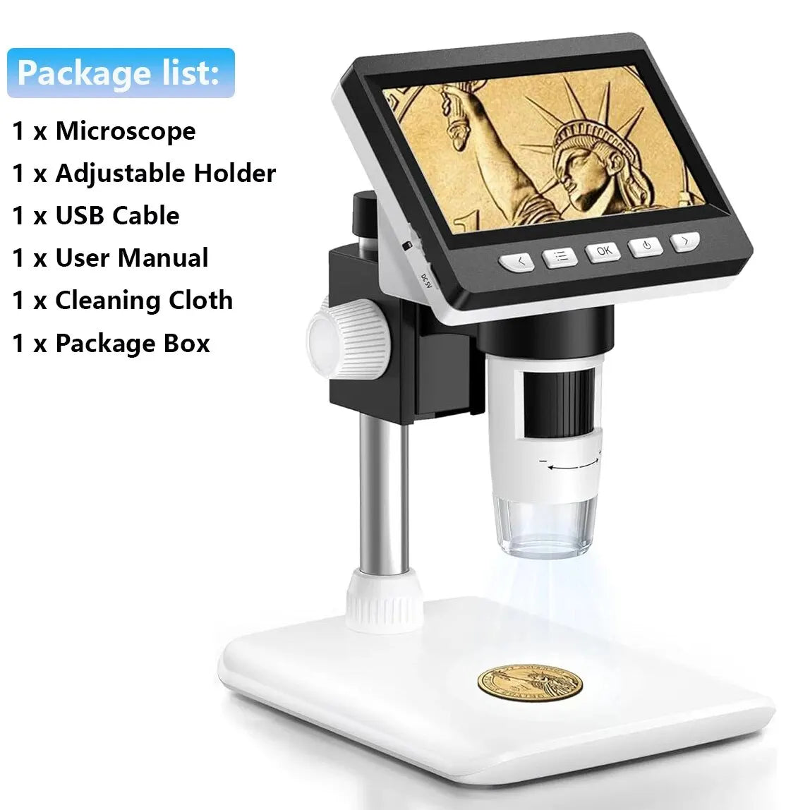 4.3 Inch Digital Microscope 1080P 50-1000x Coin Microscope 2000mAh Soldering Microscope for Electronics Repair PCB PC Laptop