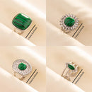 1pc Green Turquoise Ring Hippie Stainless Steel Silver Color Charm Opening Adjustable Ring Women Chunky Bohemian Party Jewelry