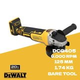 Amoladora angular de cabeza plana sin escobillas DEWALT DCG405, 100/125 mm, batería de litio de 18 V, máquina herramienta de corte