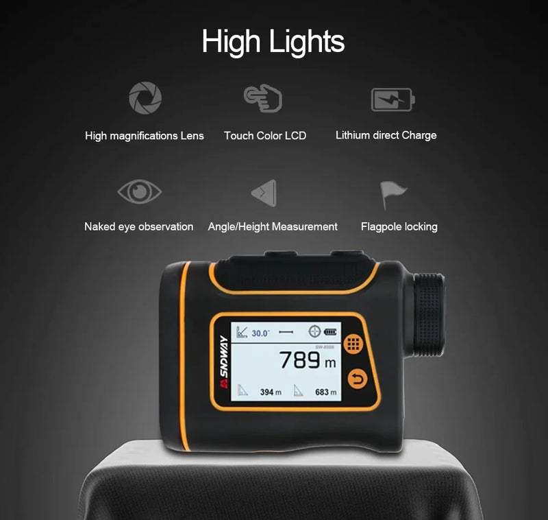 SNDWAY Telescope Laser Range Finder Digital Distance Meter Hunting Monocular Golf Rangefinder LCD Display Roulette Tape Measure
