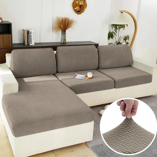 Elastic Sofa Cover for Living Room Jacquard Solid Sofa Seat Cover Grey Washable Seat Cushion Cover Furniture Protector Sectional