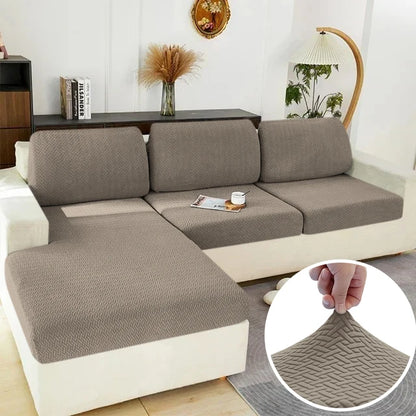 Elastic Sofa Cover for Living Room Jacquard Solid Sofa Seat Cover Grey Washable Seat Cushion Cover Furniture Protector Sectional