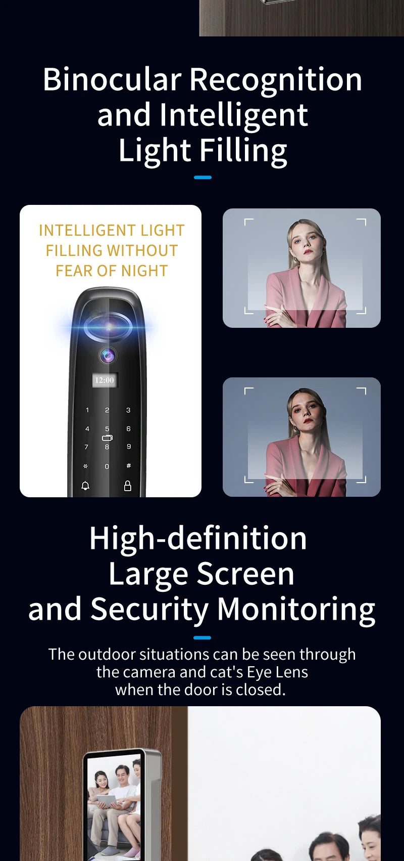 XSDTS Wifi Tuya APP Face Recognition Smart Door Lock With Camera Video Call Voice Intercom Digital Door Lock Automatic Door Lock