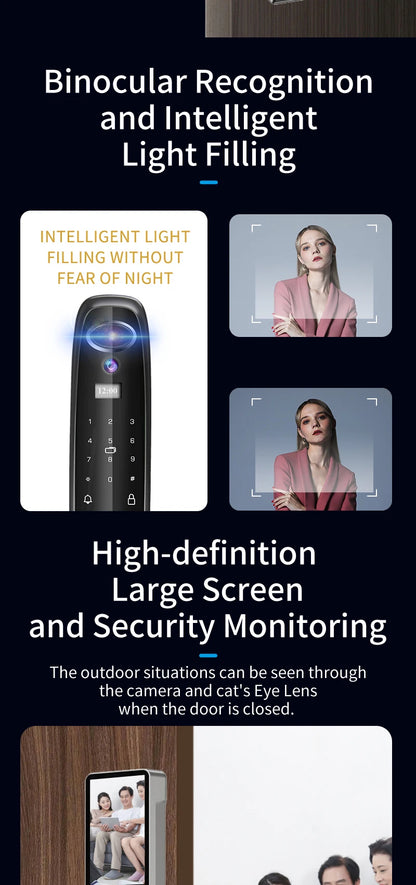 XSDTS Wifi Tuya APP Face Recognition Smart Door Lock With Camera Video Call Voice Intercom Digital Door Lock Automatic Door Lock