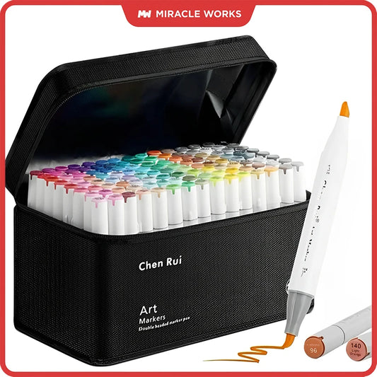 Professional Art Marker Set, Artist Drawing Alcohol Markers, Dual Tip (Brush Tip + Broad Tip) for Coloring, Painting Supplies, Gift