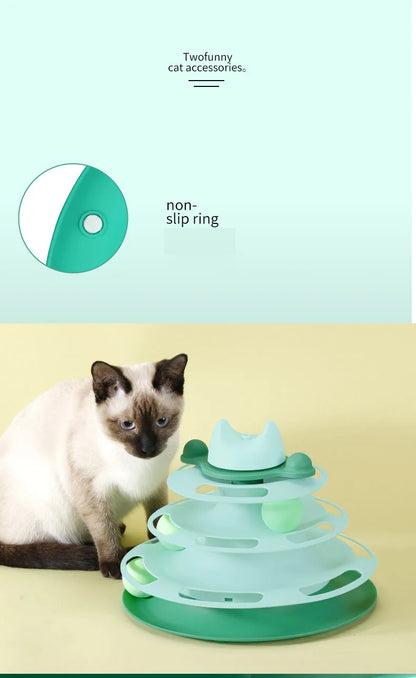 3/4 Levels Cats Toy Tower Tracks Cat Toys Interactive Cat Intelligence Training Amusement Plate Tower Pet Products Cat Tunnel