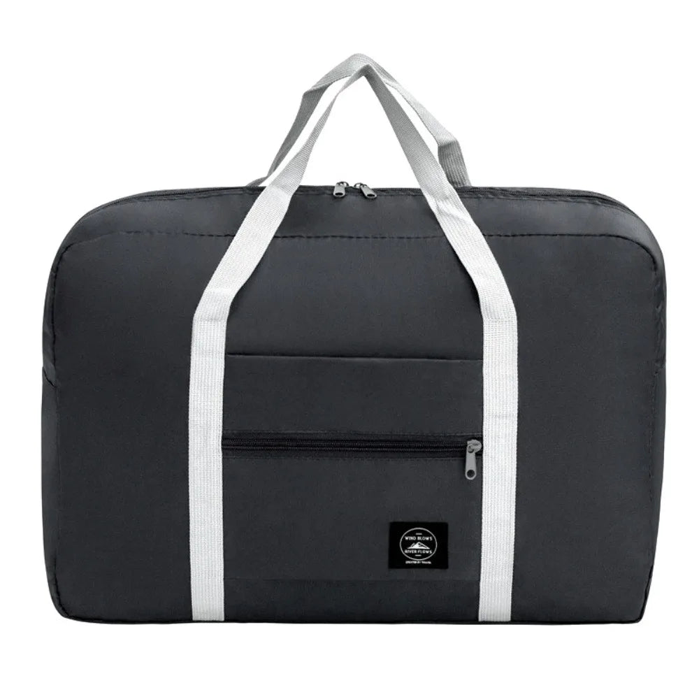 New Polyester Travel Handbag Large Capacity Waterproof Duffle Bag Solid Color Foldable Hand Luggage Shoulder Bag Women&Men