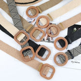 Summer Fashion Women Straw Belt Casual Bohemian Wide Summer Braided Waistbelt  Buckle Elastic Female Straw Waist Belt