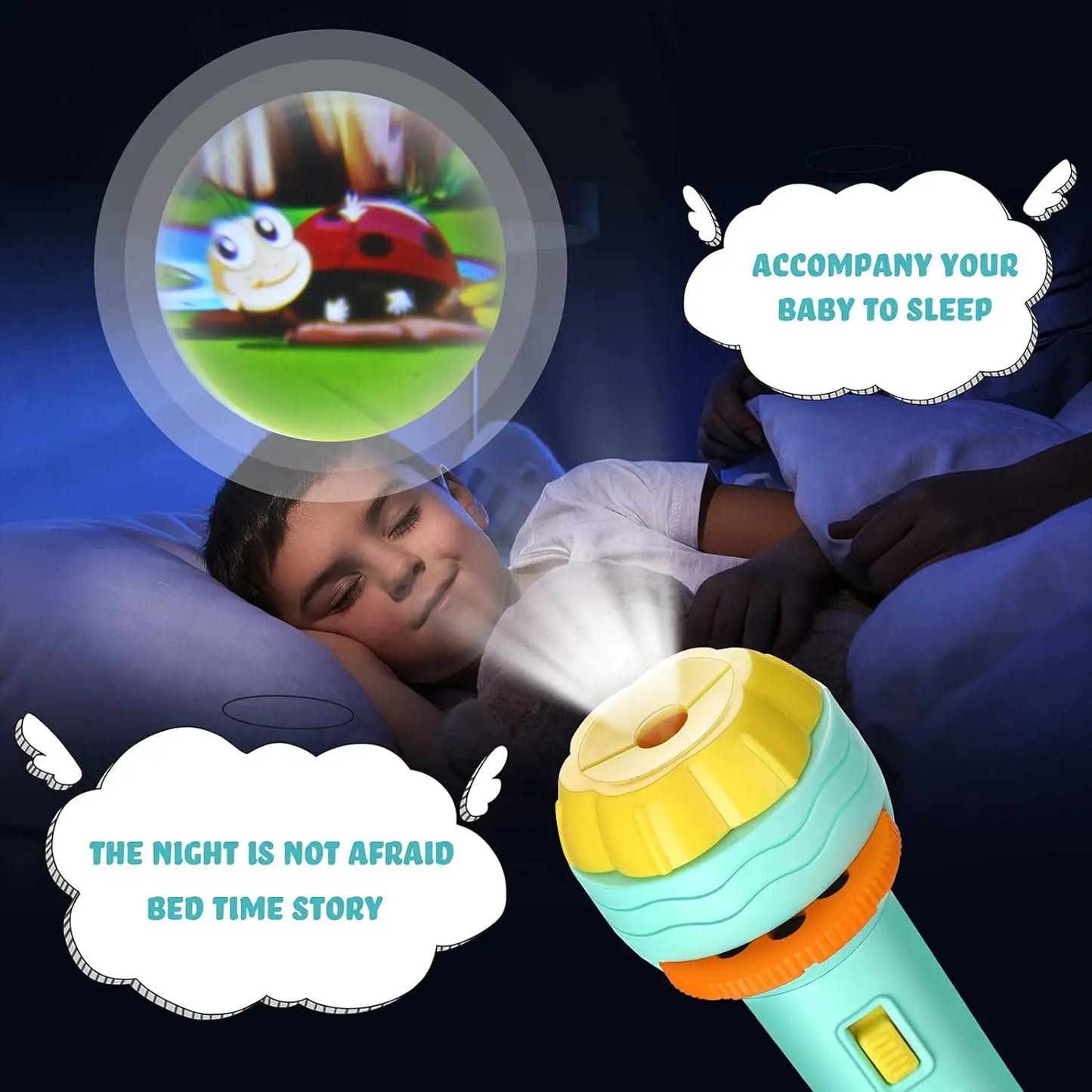Linterna proyector lámpara juguete educación temprana cognición antes de dormir libro cuentos rompecabezas juguetes libro cuento para dormir