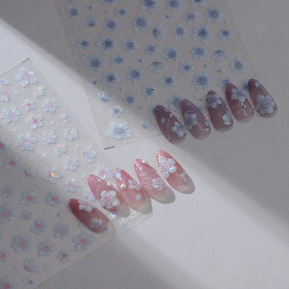 1PCS DIY Spring Adhesive Stickers For Nails Embossed Cherry Blossom 3D Nail Stickers Flower Nail Art Decoration Supplies Decals