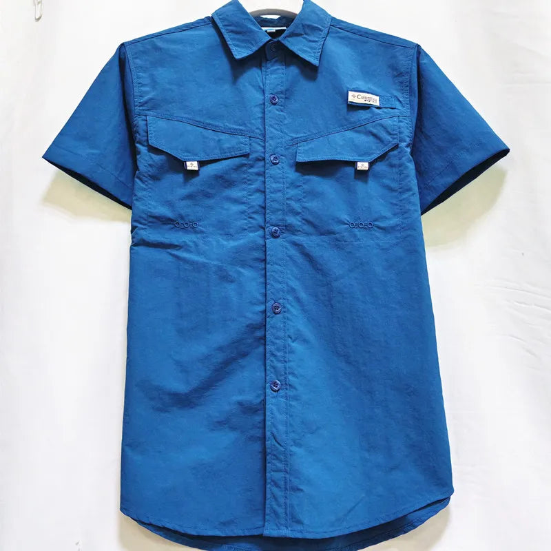 Camisa para hombres Spring/Summer New Long sleeved Short sleeved Classic Polo Collar Shirt Top Pocket Men's Casual Shirt 2024