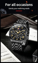 OLEVS 3653 Mens Watch Quartz Watch Multifunctional Chronograph Watch For Men 30M Waterproof Luminous Moon Phase Box Original