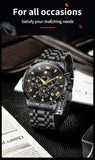 OLEVS 3653 Mens Watch Quartz Watch Multifunctional Chronograph Watch For Men 30M Waterproof Luminous Moon Phase Box Original